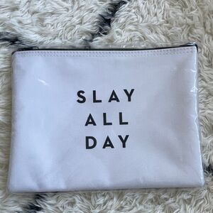 Milly White Cosmetic Pouch Slay All Day NWT